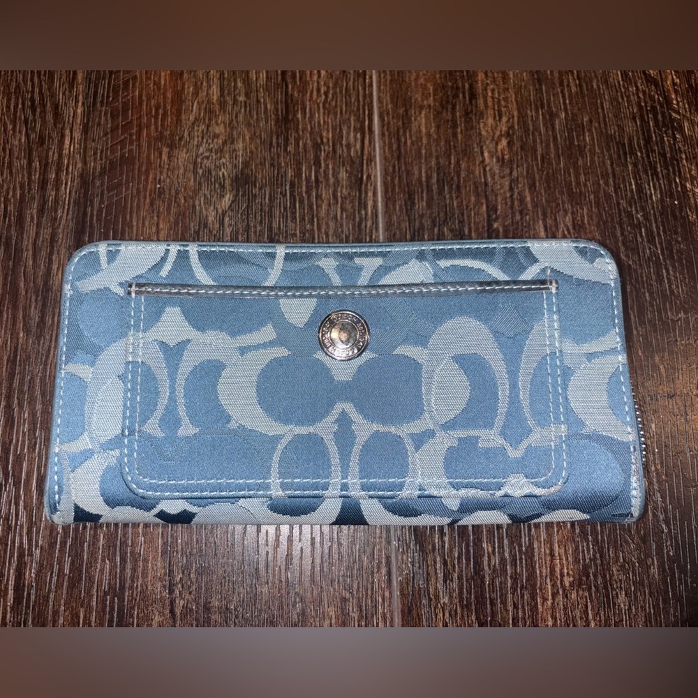 Blue signature Logo-Print Zip Wallet